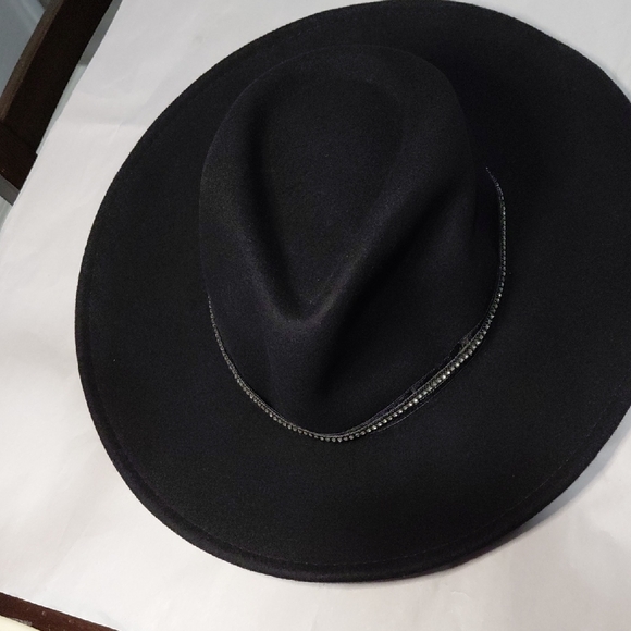 Zara Black Fedora with Silver Accent - Picture 2 of 7